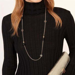 Tory Burch Raised Logo Rosary Necklace